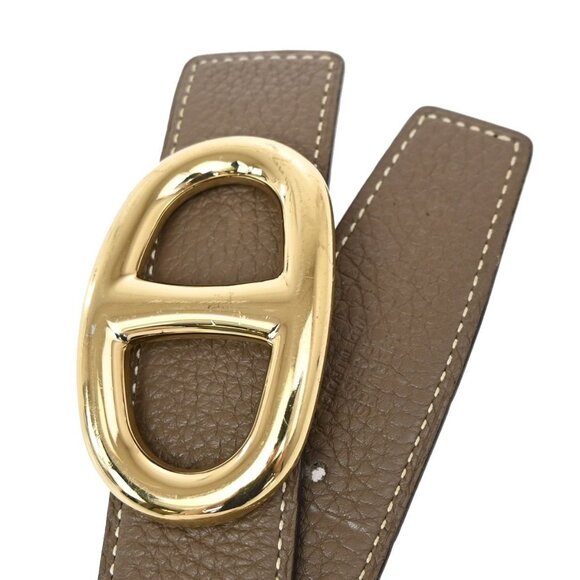 HERMES Chaine D'ancre Reversible Buckle Belt 30mm Leather #80 Brown BK 83RL318 - Picture 8 of 13
